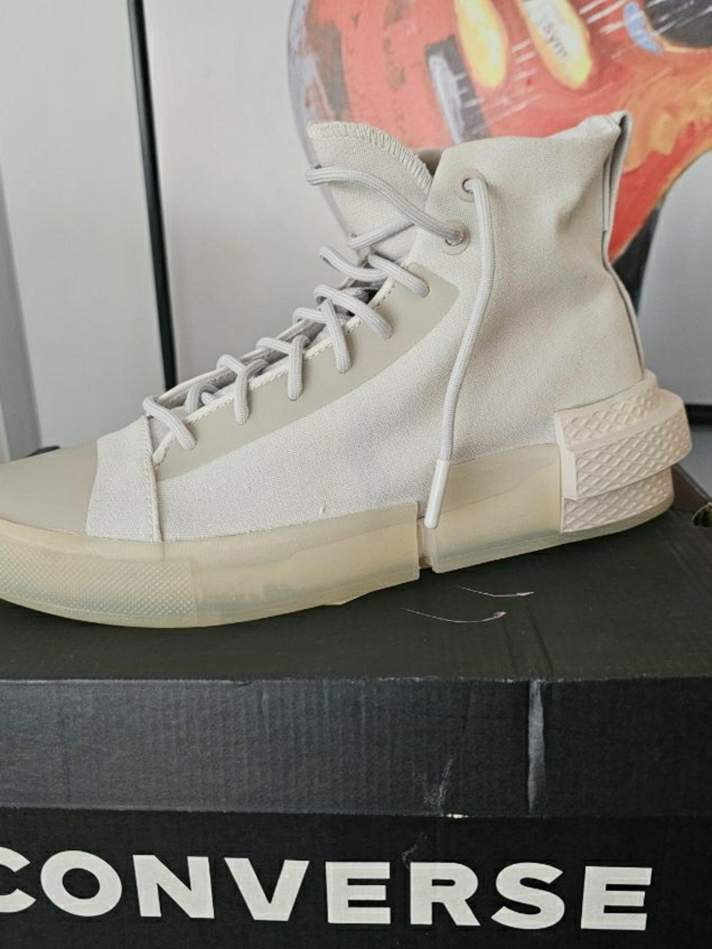 Converse High-Top Canvas Sneaker in Off-White/Cream